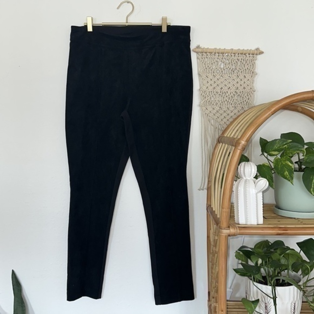 Calvin Klein Faux Suede Front Power Stretch Trousers Legging Sz.L NWT!
